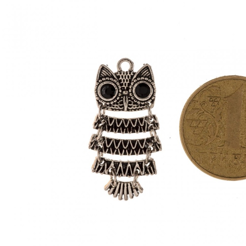 Findings Owl Pendant, Length 3cm