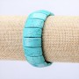 Green Turquoise Bracelet with Veining, Rectangular Stones 25x11mm+, on Elastic Band
