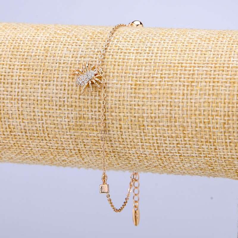 Xuping Bracelet 18K Gold Plated with White Rhinestones, thickness 1mm +-, length 18-21cm +