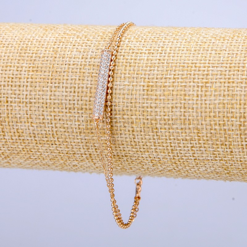 Xuping Bracelet 18K Gold Plated with White Rhinestones, thickness 3mm +-, length 18-21cm +