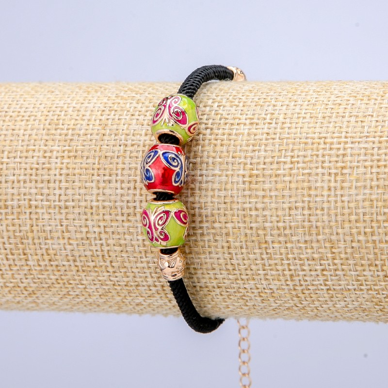 Xuping Bracelet, 18K Gold Plated, Butterfly Beads on Cord, Thickness 3mm+/-, Diameter 10mm+/-, Length 18-22cm+