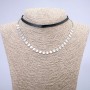 Xuping Choker, Rhodium and Cord, Thickness 5.5mm+/-, Length 31-39cm+
