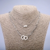 Xuping Chain with Pendant, Rhodium, Thickness 4.5mm+/- and 1.5mm+/-, Length 48cm+