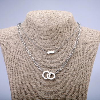 Xuping Chain with Pendant, Rhodium, Thickness 4.5mm+/- and 1.5mm+/-, Length 48cm+