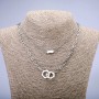 Xuping Chain with Pendant, Rhodium, Thickness 4.5mm+/- and 1.5mm+/-, Length 48cm+