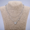Xuping Chain with Pendant and White Rhinestone, Rhodium, Thickness 4mm+/- and 1.7mm+/-, Length 46cm+