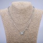 Xuping Chain with Pendant and White Rhinestone, Rhodium, Thickness 4mm+/- and 1.7mm+/-, Length 46cm+