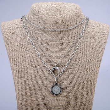 Xuping Chain with Pendants, Rhodium, Thickness 4mm+/-, 3mm+/- and 1.4mm+/-, Length (max) 52cm+