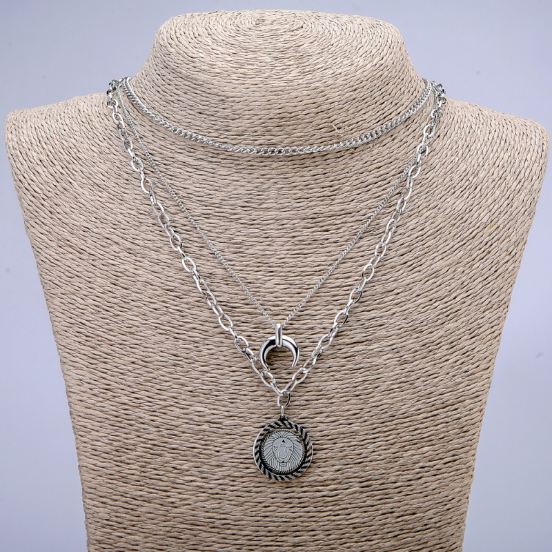 Xuping Chain with Pendants, Rhodium, Thickness 4mm+/-, 3mm+/- and 1.4mm+/-, Length (max) 52cm+