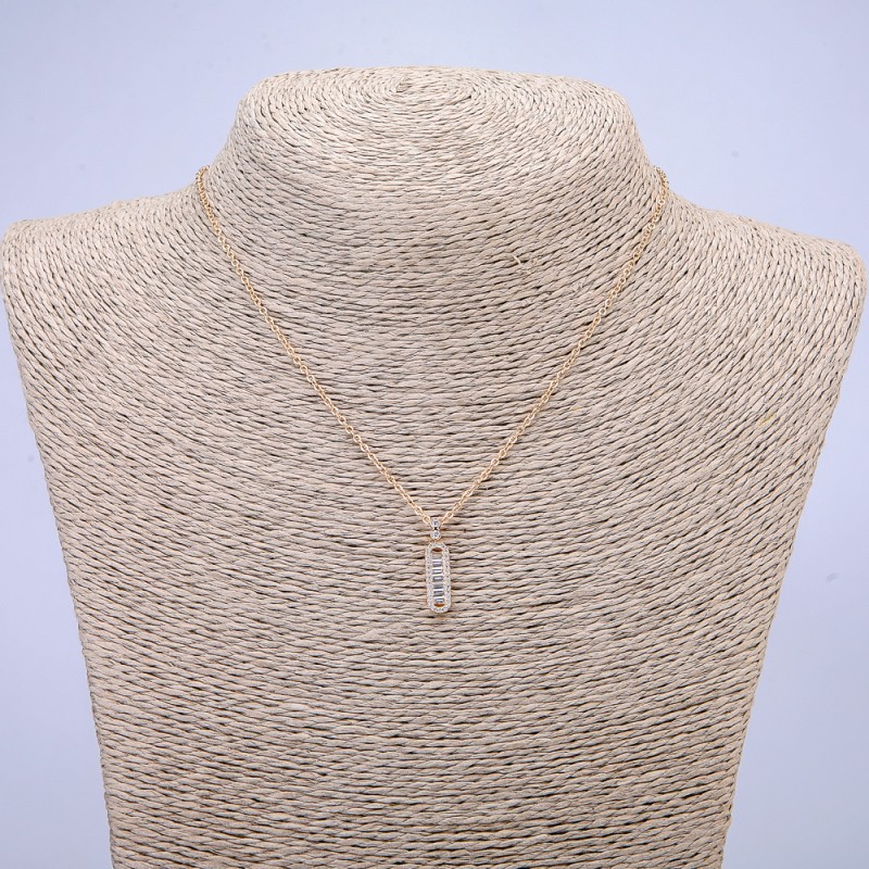 Xuping Chain 18K Gold Plated with White Rhinestone Pendant, thickness 1.5mm+/-, length 40-45cm+