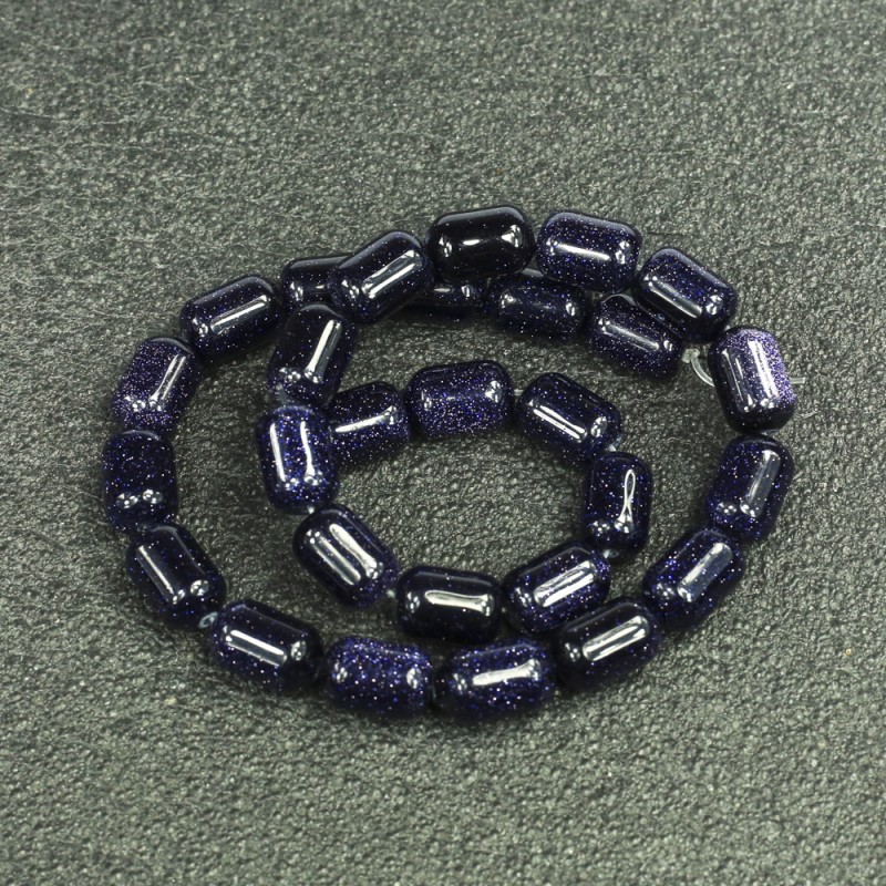 Beads on String Aventurine Blue Sand Cairo Night (pressed) Barrel, diameter 10x14mm+/-, length 39cm+