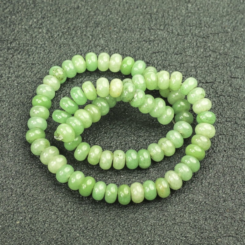 Natural Stone Jade Beads on a Thread, Smooth Rondelle, Diameter 8x5mm +/-, Length 40cm +