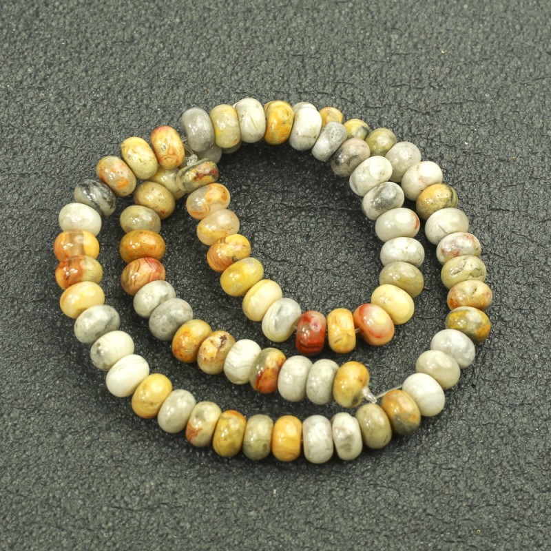 Natural Stone Imperial Jasper Beads on a Thread, Smooth Rondelle, Diameter 8x5mm +/-, Length 40cm +