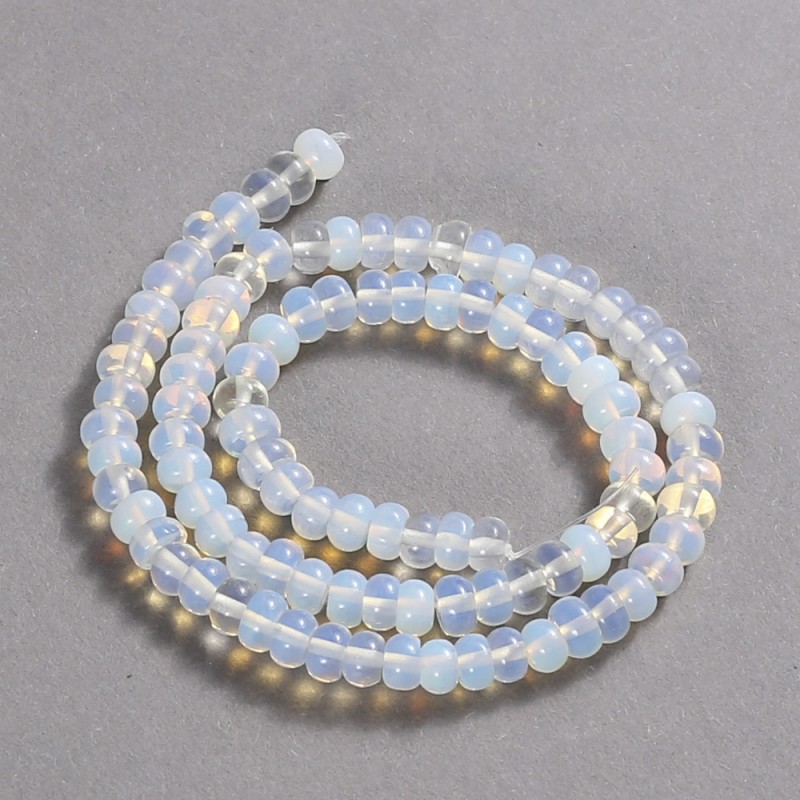 Moonstone (Synthetic) Beads on a Thread, Smooth Rondelle, Diameter 6x4mm +/-, Length 39cm +