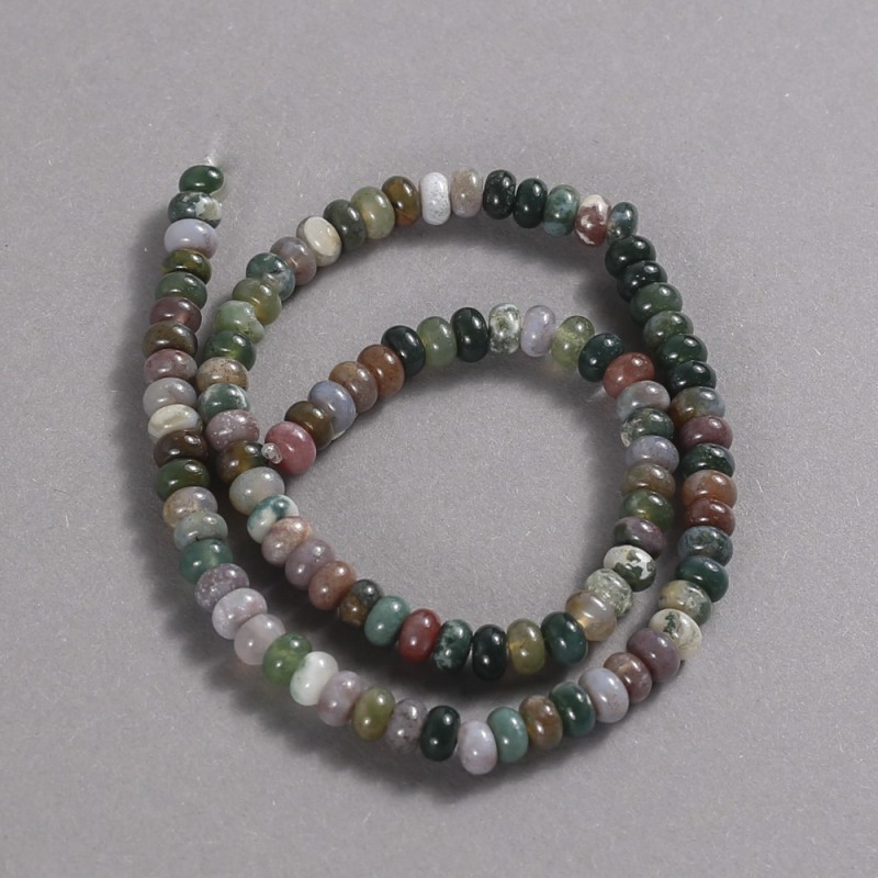 Natural Stone Beads on a Thread Green Jasper, diameter 6x4mm + -, length 39cm +