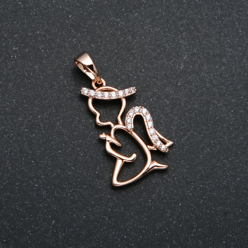 Xuping Pendant 18K Gold-Plated Angel with White Rhinestones, diameter 27x14mm +