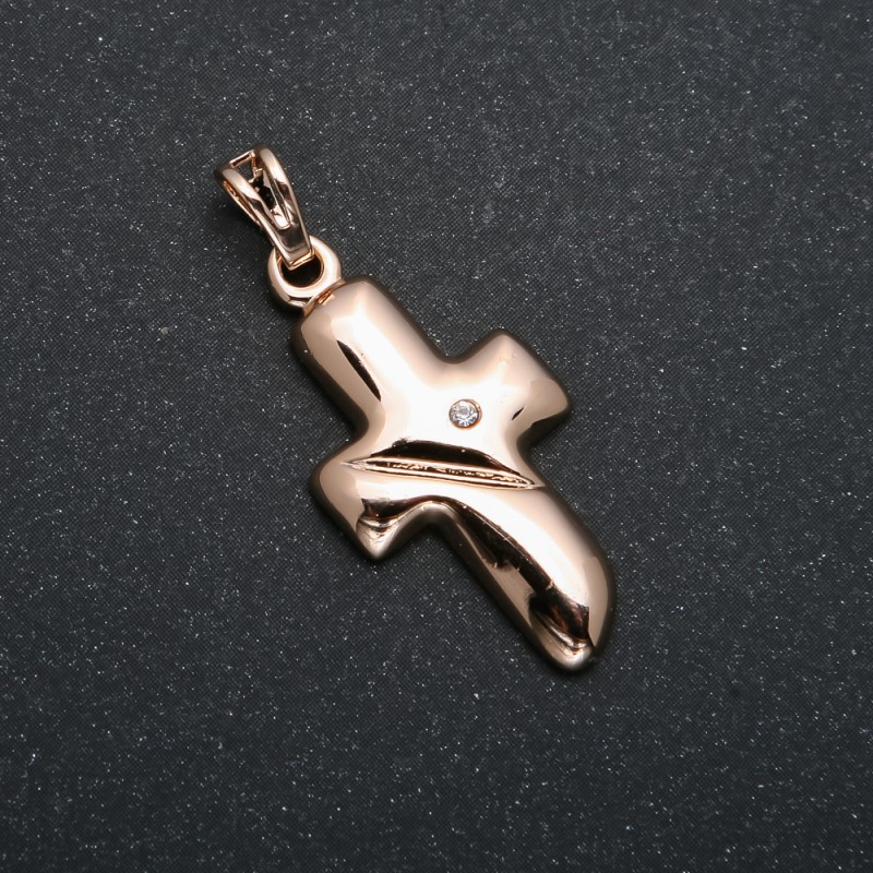 Xuping Pendant 18K Gold-Plated Cross with White Rhinestone, diameter 35x14mm +