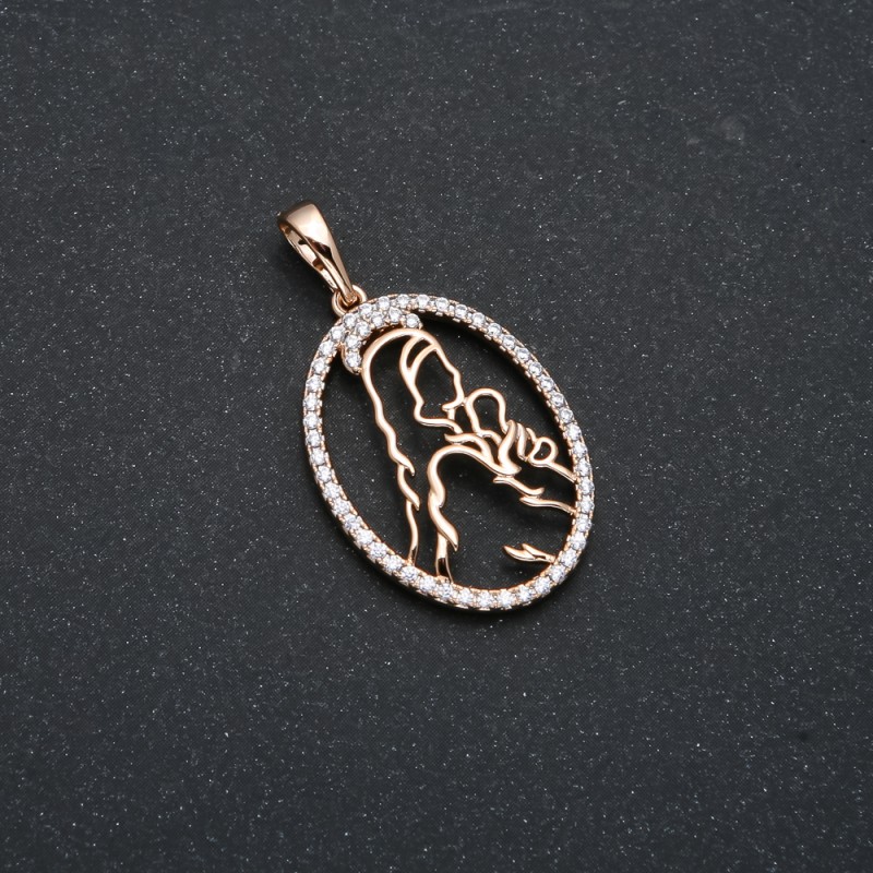 Xuping Pendant 18K Gold-Plated Icon with White Rhinestones, diameter 34x18mm +