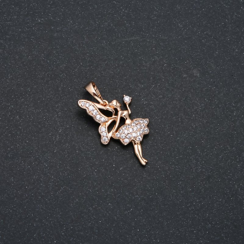 Xuping Pendant 18K Gold-Plated Fairy with White Rhinestones, diameter 25x14mm +