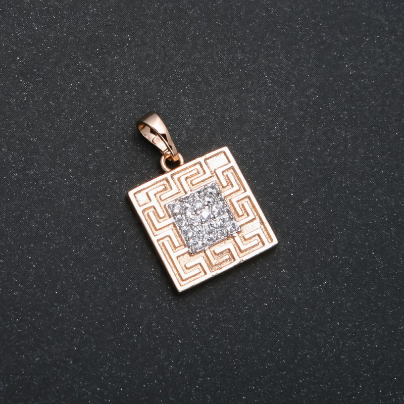 Xuping Pendant 18K Gold-Plated with White Rhinestones, diameter 23x15mm +