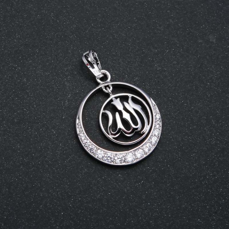 Xuping Rhodium Pendant with White Rhinestones, 29x22mm diameter +