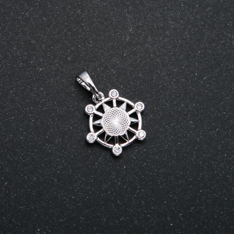 Xuping Rhodium Pendant with White Rhinestones, 19x14mm diameter +