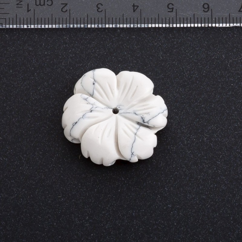 Flower Cabochon Natural Stone, 29mm Diameter, Cacholong