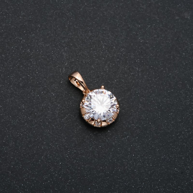 Xuping 18K Gold-Plated Pendant with White Crystal and White Rhinestones, 18x12mm diameter +