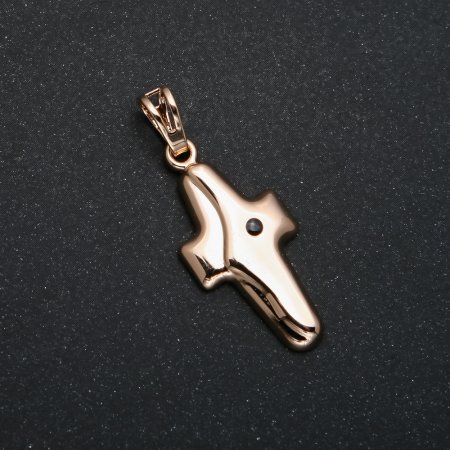 Xuping 18K Gold-Plated Cross Pendant with Black Rhinestone, 35x14mm diameter +