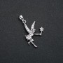 Xuping Rhodium Fairy Pendant with White Rhinestones, 32x18mm diameter +