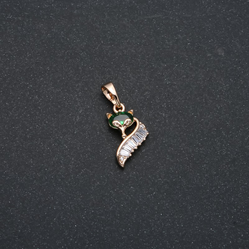 Xuping 18K Gold-Plated Pendant with White and Green Crystals, 20x10mm diameter +