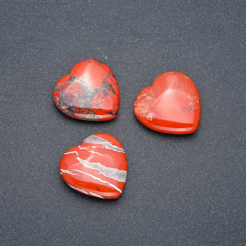 Souvenir Heart Stone made of Natural Red Jasper, 25x25x7mm+