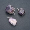 Silver-Wire Wrapped Pendant made of Natural Amethyst, 30x22mm diameter+