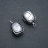 Silver-Wire Wrapped Hematite Pendant, 30x22mm diameter+