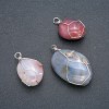 Pendant in Silver-Tone Wire Wrap with Natural Smoky Agate, diameter 30x22mm+