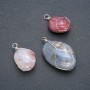 Pendant in Silver-Tone Wire Wrap with Natural Smoky Agate, diameter 30x22mm+