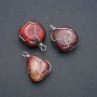 Pendant in Silver-Tone Wire Wrap with Natural Red Jasper, Diameter 32x22mm+