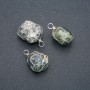 Pendant in Silver-Tone Wire Wrap with Natural Ocean Jasper, diameter 32x22mm+