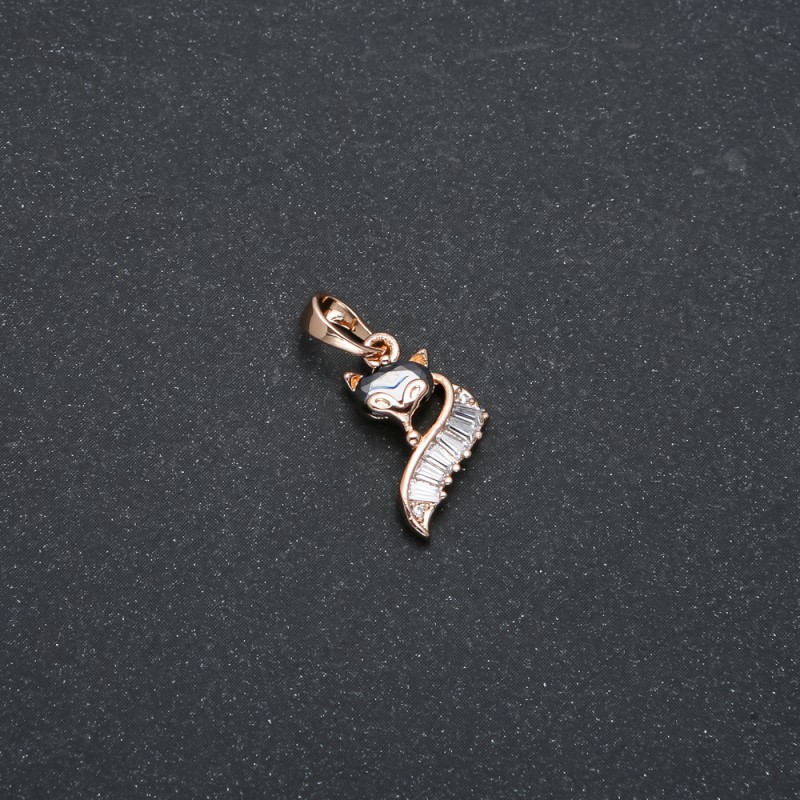 Xuping Pendant 18K Gold Plated with White and Black Crystal, diameter 20x10mm +