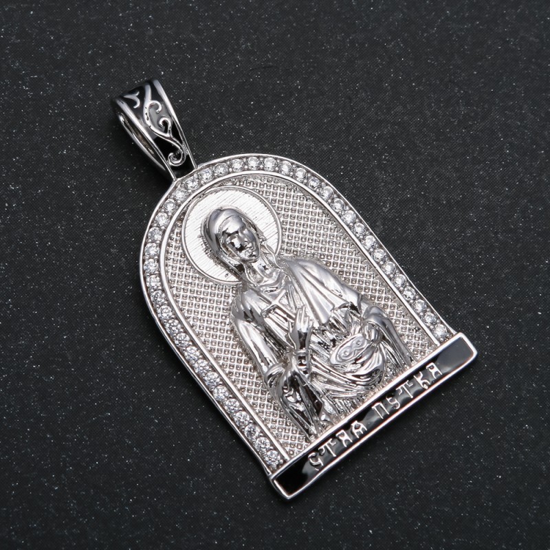 Xuping Pendant Rhodium Icon with White Rhinestones, 37x20mm +