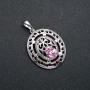 Xuping Pendant Rhodium with Pink Crystal, 29x19mm +