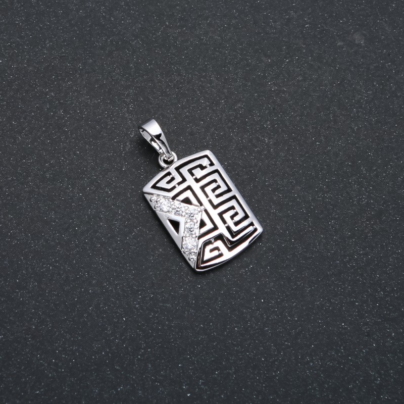 Xuping Rhodium Pendant with White Rhinestones, 25x12mm +