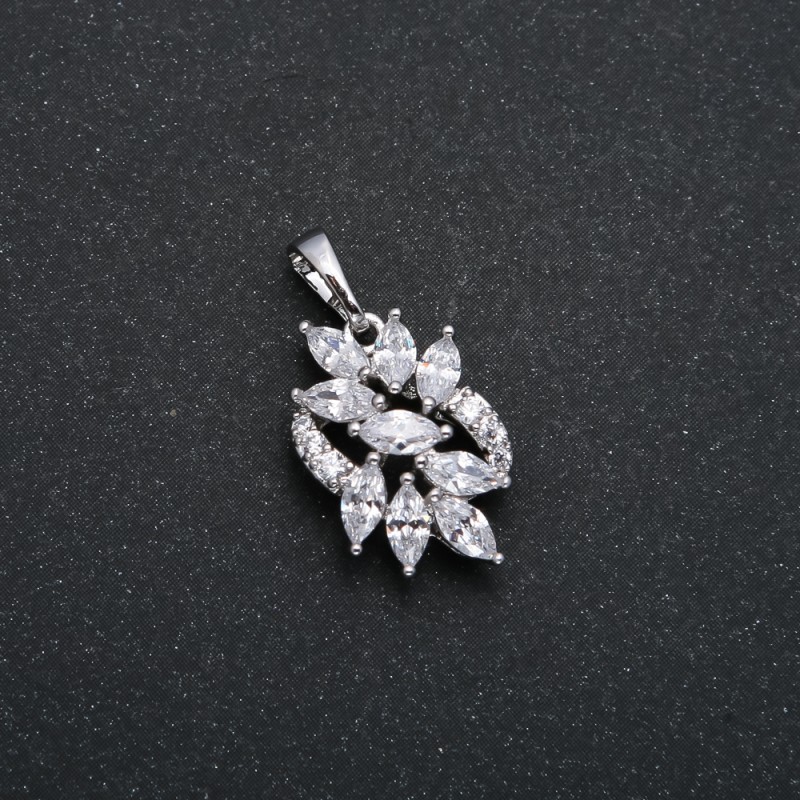 Xuping Rhodium Pendant with White Crystals, 22x12mm +