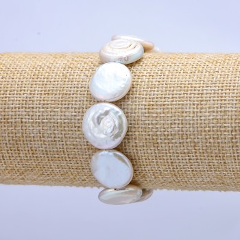 Baroque Pearl Stretch Bracelet, 17mm, Length 18cm +