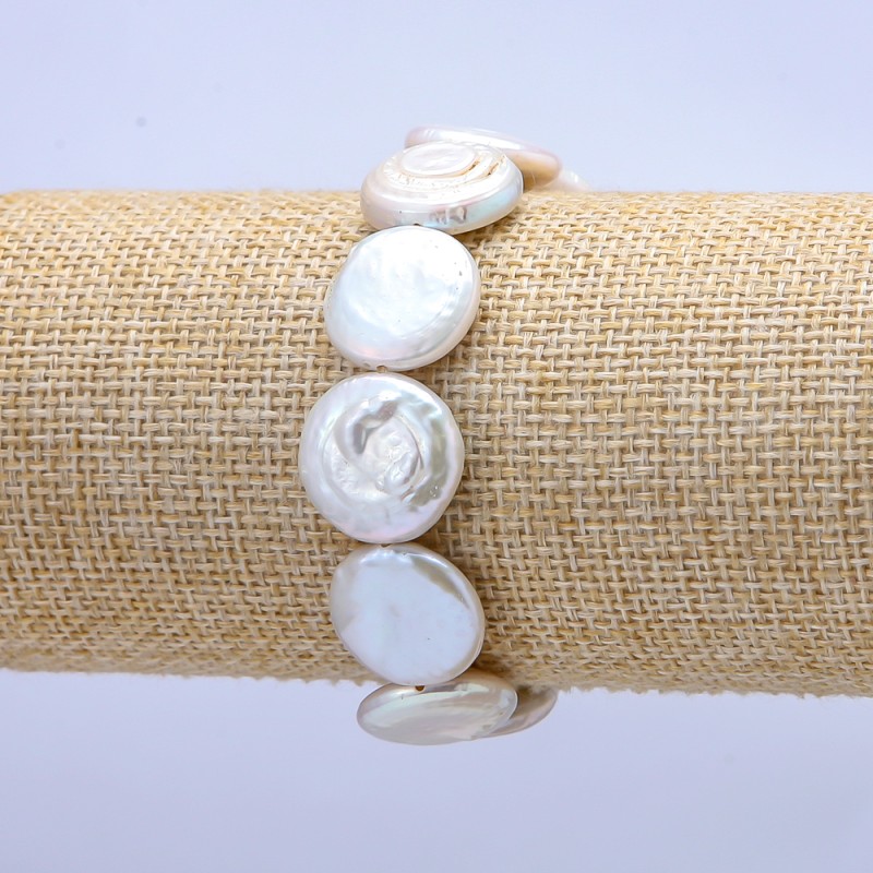 Baroque Pearl Stretch Bracelet, 17mm, Length 18cm +