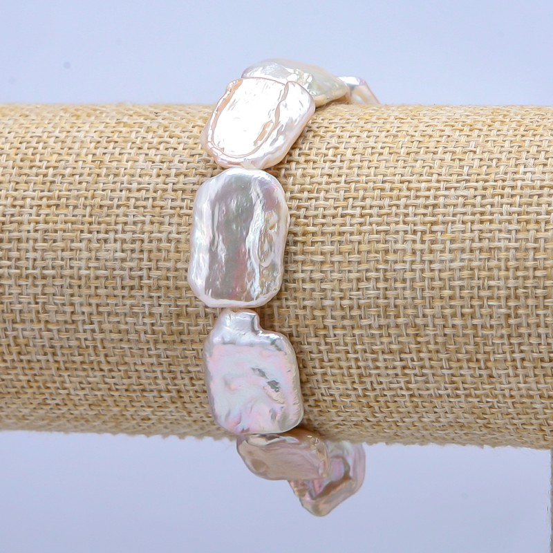Elastic Bracelet with Baroque Pearls, diameter 22×14mm±, length 18cm±