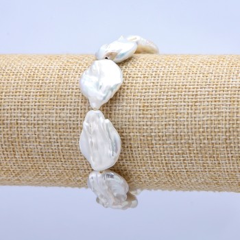 Baroque Pearl Stretch Bracelet, 22x15mm+-, Length 18cm+