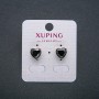 Xuping Heart Earrings, Stud Earrings, 18K Gold Plating with Black Crystal, Diameter 9mm +