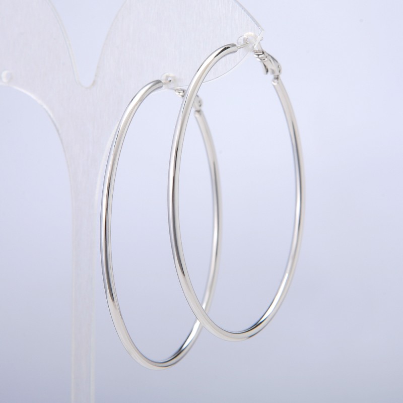 Xuping Hoop Earrings with Rhodium Plating, thickness 2.1mm +/-, diameter 51mm+