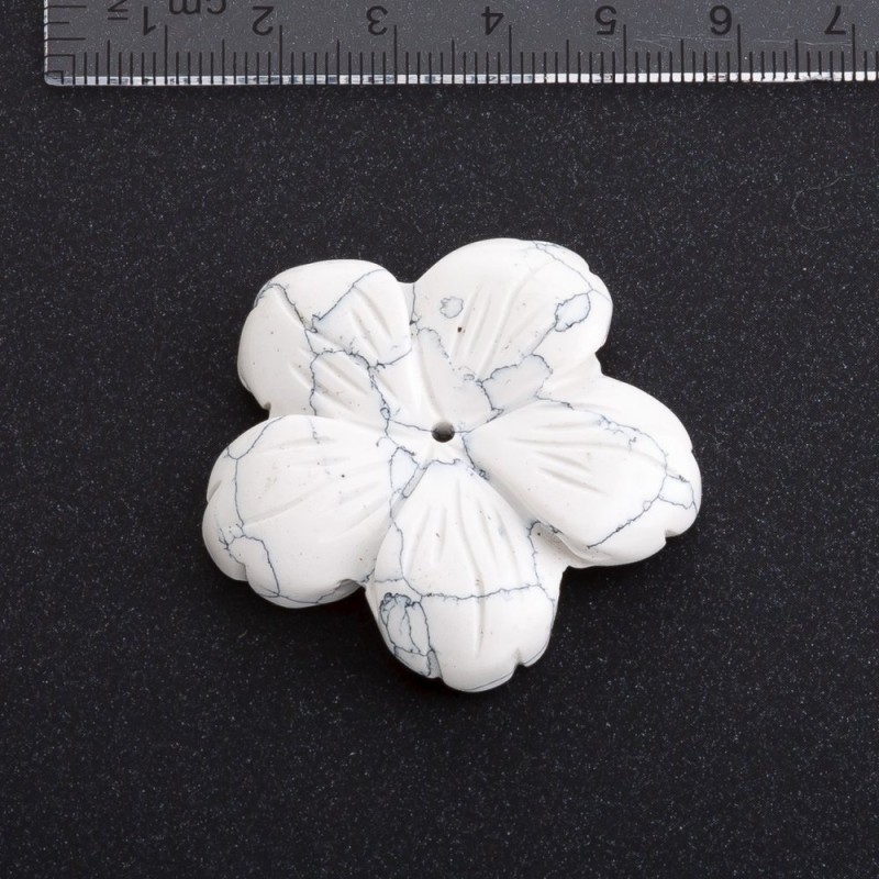Flower Cabochon Natural Stone, 41mm Diameter, Cacholong